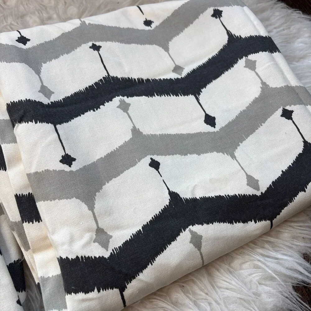 West Elm 48”x84” Curtain Panels Pair Gray Black Ivory Geometric Cotton Drapes